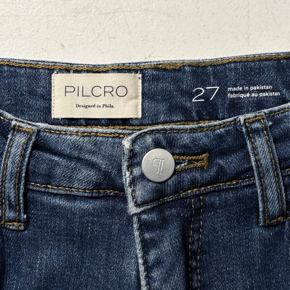 Anthropologie Pilcro The Kenna Mid-Rise Heritage Barrel Jeans Medium Indigo Blue - Picture 10 of 11
